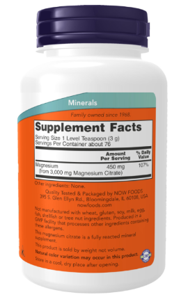 NOW- CITRATE MAGNESIUM POLVO (76 SERV)