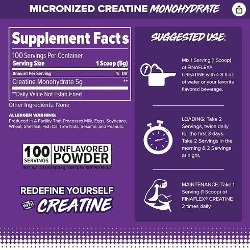FINAFLEX - CREATINA MONOHIDRATADA 500GR (100SERV)