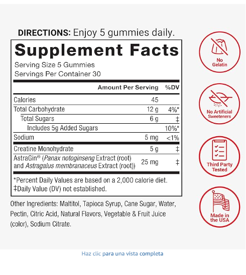 FORCE FACTOR - CREATINA MONOHIDRATADA GUMMIES - 30SERV
