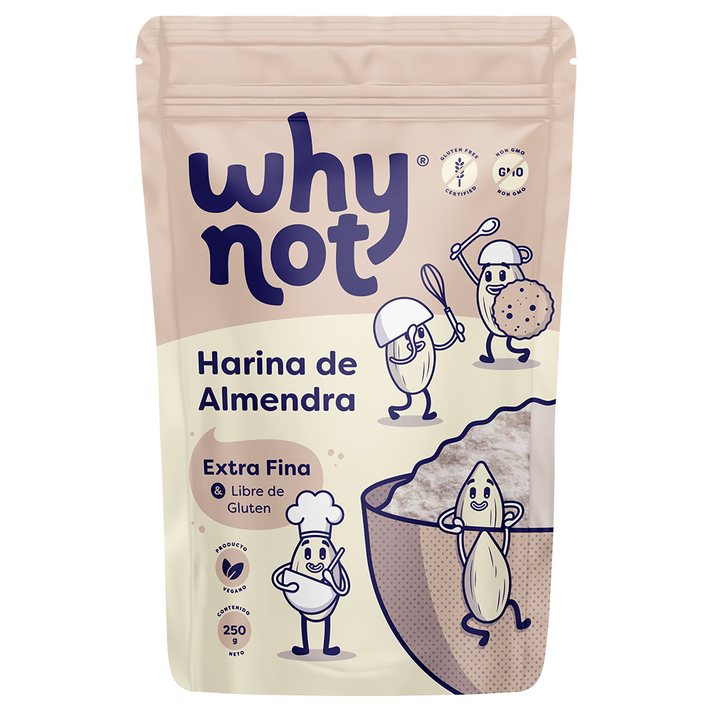 WHY NOT - HARINA DE ALMENDRAS - 250 GR (8 SERV).LIBRE DE GLUTEN.