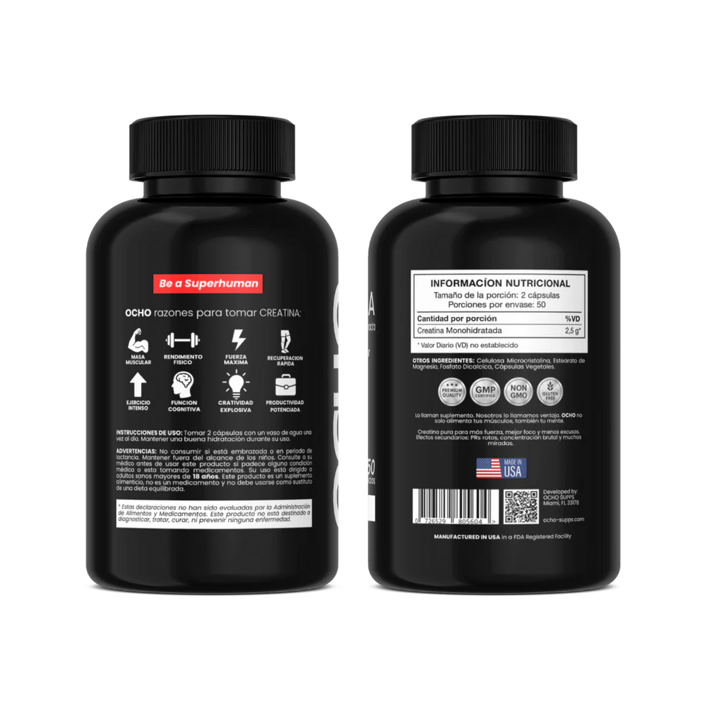 OCHO - CREATINA MONOHIDRATADA EN CAPSULAS (100 CAPS)