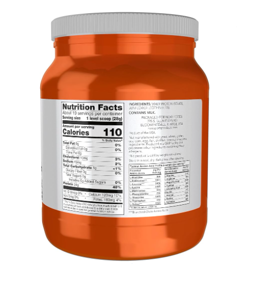 NOW - WHEY PROTEIN ISOLATE - UNFLAVORED 1.2LBS (19SERV)