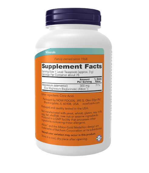 NOW - MAGNESIO BISGLYCINATE POWDER -8OZ