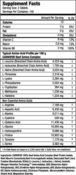 MUSCLEMEDS - CARNIVOR BEFF AMINOS - (300 TABLE)