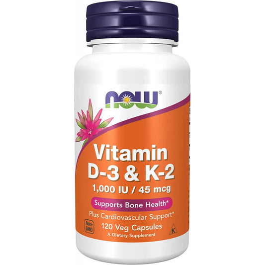 NOW - VITAMINA D3 - & K2 - 120 VEG CAPS)