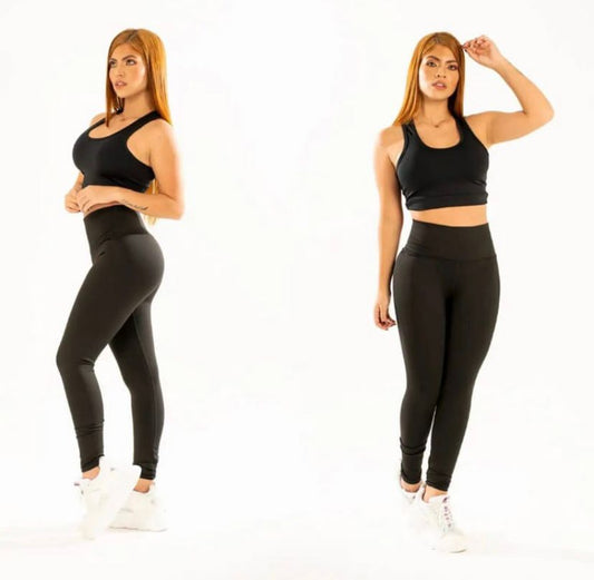 BURNING CONJUNTO LEGGINS - MATE - NEGRO